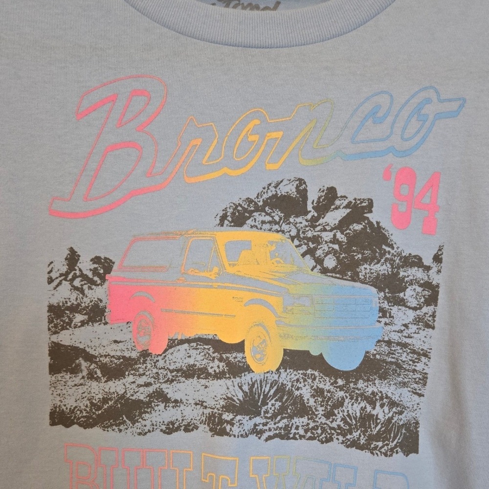 Ford Crop Graphic Tee Cotton Blue Y2K Bronco Built Wild Streetwear L‎ NWT - Picture 4 of 7